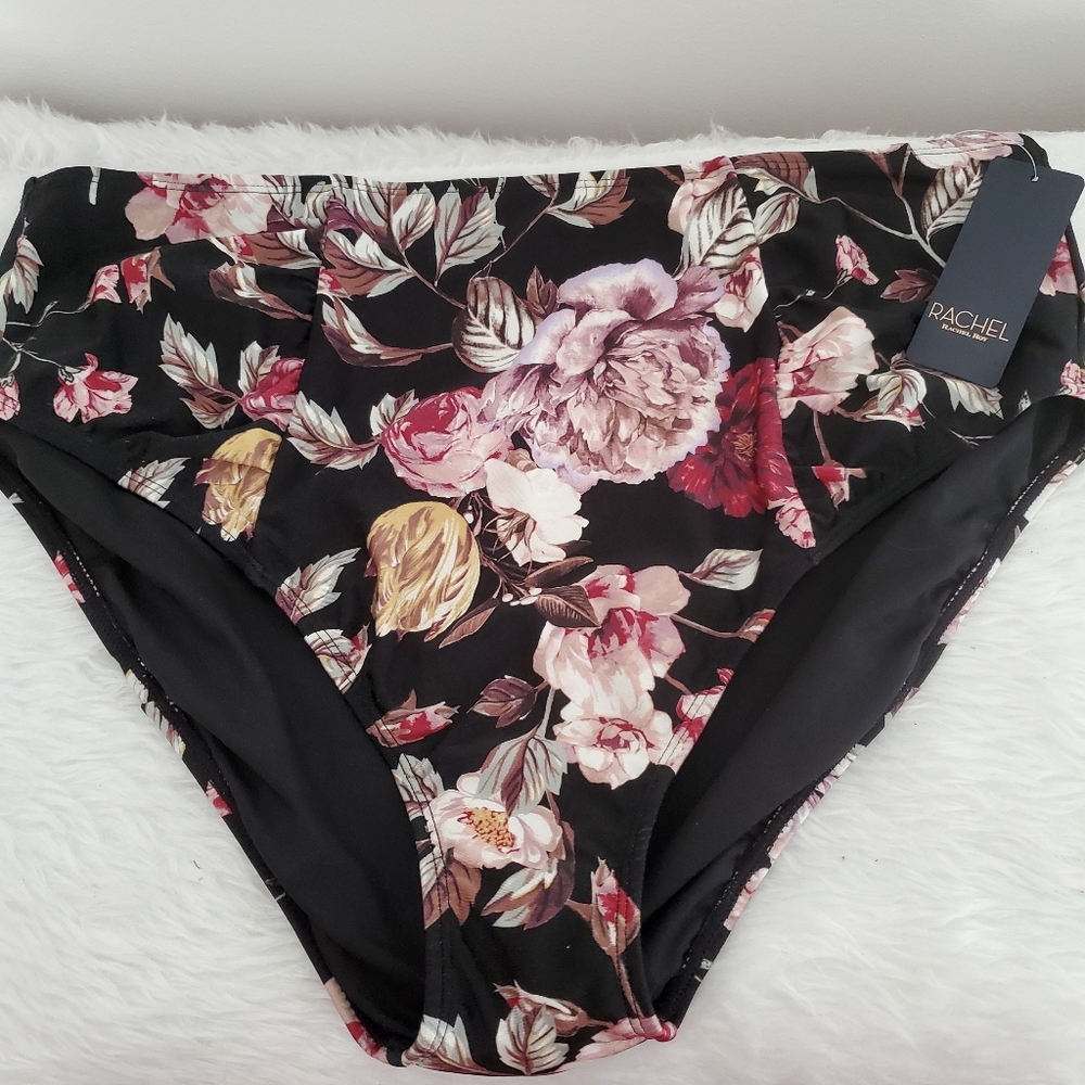 RACHEL Rachel Roy Black Floral Bikini Bottom 2X - Picture 4 of 7